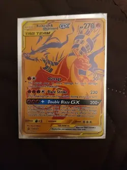 Pokemon TCG Reshiram & Charizard GX SM247 Holo Card Near Mint Condition - Image 1