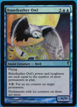 Rimefeather Owl FOIL Coldsnap PLD Blue Rare MAGIC MTG CARD (ID# 493784) ABUGames - Image 1
