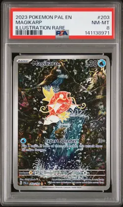 2023 POKEMON PAL EN-PALDEA EVOLVED ILLUSTRATION RARE #203 MAGIKARP PSA 8 - Image 1