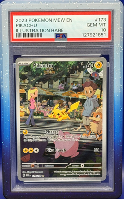 PSA 10 GEM MINT 2023 POKEMON MEW EN-151 #173 PIKACHU ILLUSTRATION RARE - Image 1