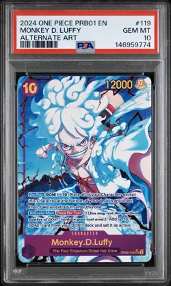 2024 ONE PIECE PRB01-PREMIUM BOOSTER ALTERNATE ART #119 MONKEY D. LUFFY PSA 10 - Image 1