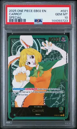 2025 ONE PIECE EB02-EXTRA BOOSTER -ANIME 25TH COLL- SPECIAL #021 CARROT PSA 10 - Image 1