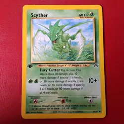 Scyther 46/75 Neo Discovery Regular First Edition Pokemon Card LP - Image 1