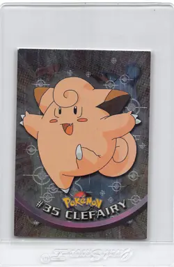 CLEFAIRY #35 - BLACK Logo - Holo FOIL - SERIES 1 - TOPPS POKEMON CARD - NM - Image 1