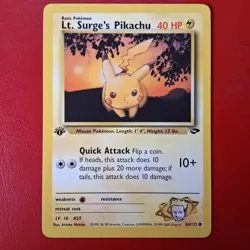 Lt. Surge's Pikachu 84/132 Gym Challenge Regular First Edition Pokemon Card LP - Image 1