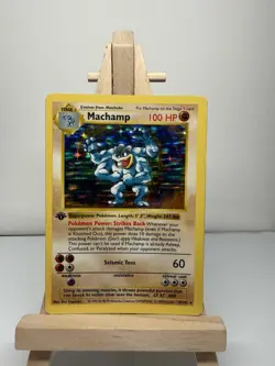 Pokemon TCG shadowless Machamp 1st Edition Holo Rare 100 HP 008/102 1999 - Image 1