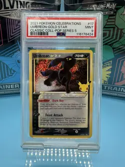 2021 POKEMON CELEBRATIONS CLASSIC COLL #17 UMBREON-GOLD STAR PSA 9 - Image 1