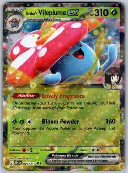 Erika's Vileplume ex Holo Double Rare ME: Ascended Heroes 003/217 NM Pokemon - Image 1