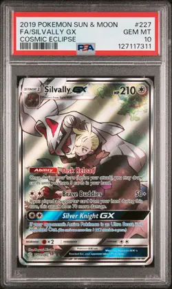 2019 POKEMON SUN & MOON COSMIC ECLIPSE #227 FULL ART/SILVALLY GX PSA 10 - Image 1