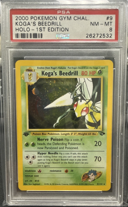 2000 POKEMON GYM CHALLENGE HOLO-1ST EDITION #9 KOGA'S BEEDRILL PSA 8 - Image 1