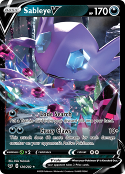 Sableye V 120/202 Holo Rare V Sword & Shield Pokemon NM/M - Image 1