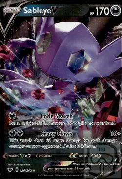 Sableye V 120/202 Holo Rare V Sword & Shield Pokemon NM/M - Image 3