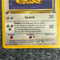 Vintage Pokemon Jungle Persian 1st Edition 42/64 Uncommon LP - Image 4