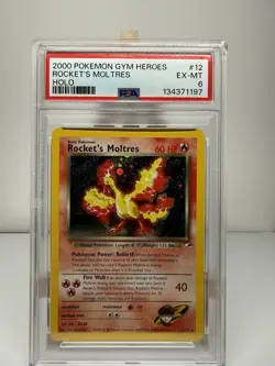 Pokemon TCG Rocket's Moltres Gym Heroes 12/132 Holo Rare 60 HP PSA 6 2000 - Image 1