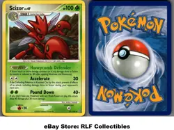 2008 Pokemon, D&P Stormfront, #25/100 Scizor Lv. 47, Rare - Image 1