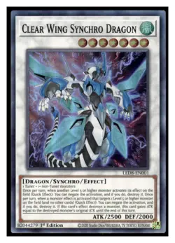 Yugioh Clear Wing Synchro Dragon #LED8-EN001 Super Rare LP - Image 1