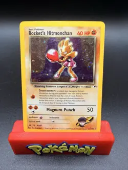 Rocket's Hitmonchan 11/132 Holo SWIRL Gym Heroes Pokemon Card LP-c - Image 1