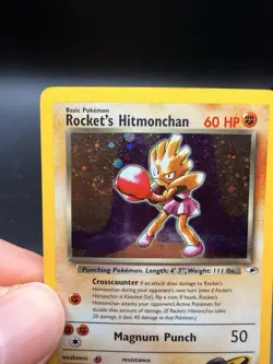 Rocket's Hitmonchan 11/132 Holo SWIRL Gym Heroes Pokemon Card LP-c - Image 2