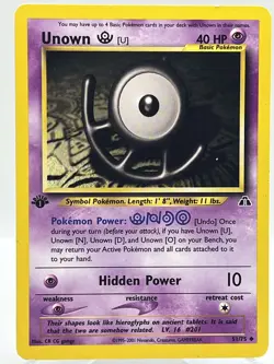 Unown [U] 51/75 Neo Discovery 1st Ed Non Holo WotC 2000 Vintage Pokemon TCG Card - Image 1