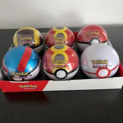 6 x Pokemon TCG Pokeball Tins - Pokeball Ball - 18 Booster Packs New & Sealed - Image 1