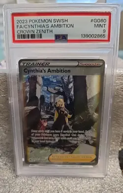 PSA 9 Mint Cynthia's Ambition #GG60 2023 Pokemon Crown Zenith TCG - Image 1