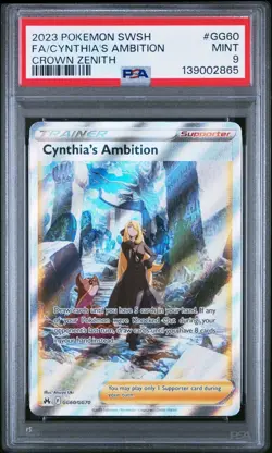 PSA 9 Mint Cynthia's Ambition #GG60 2023 Pokemon Crown Zenith TCG - Image 2