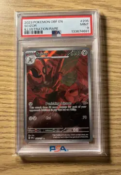 2023 POKEMON OBF EN-OBSIDIAN FLAMES ILLUSTRATION RARE #205 SCIZOR PSA 9 - Image 1