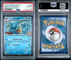 2025 POKEMON DRI EN-DESTINED RIVALS PRERELEASE-STAFF MISTY'S GYARADOS PSA 10 - Image 3