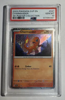 Charmander Promo #047 151 Poster Collec SVP EN Pokemon PSA 10 W/ 3 SWIRLS🌀🔥 - Image 1