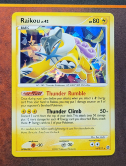 2007 Pokemon DP Secret Wonders Raikou LV Cracked Ice Holo Promo 16/132 LP - Image 1