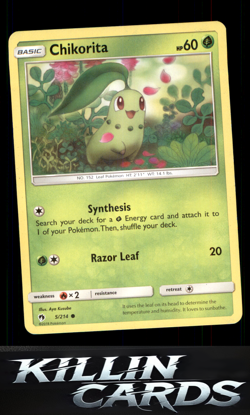 Chikorita (5) 5/214 Pokemon Common SM - Lost Thunder Card NM - Image 1
