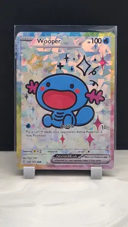 Pokemon Cracked Ice Holo Rainbow Boarder Cute Anime Wooper Card - Image 1