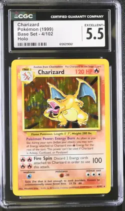 CGC 5.5 Charizard 1999 Base Set 4/102 Holo Pokemon Card - Image 1