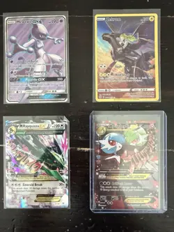 HIGH END Pokemon TCG 4 Card Lot Mewtwo GX, Zekrom, M Rayquaza EX, M Gardevoir EX - Image 1