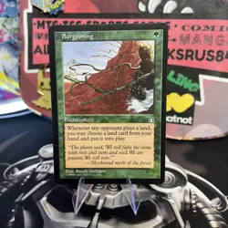 Vintage 1998 MTG Stronghold Burgeoning Card LP magic the gathering MTG GREEN - Image 3