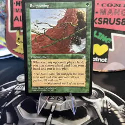 Vintage 1998 MTG Stronghold Burgeoning Card LP magic the gathering MTG GREEN - Image 5