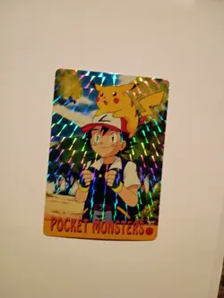 Pokemon HOLO Vintage Pocket Monsters Prism Sticker 1998 Nintendo Ash Pikachu #1 - Image 2