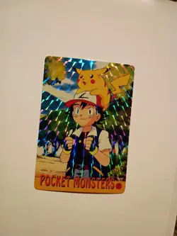 Pokemon HOLO Vintage Pocket Monsters Prism Sticker 1998 Nintendo Ash Pikachu #1 - Image 3