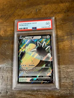 POKEMON 2020 Sword & Shield SNORLAX V #141 PSA 9 Mint RARE - Image 1