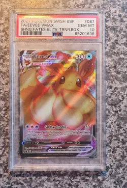 PSA 10 Pokemon SWSH087 Eevee VMAX Shining Fates Elite Trainer Box Promo FULL ART - Image 1