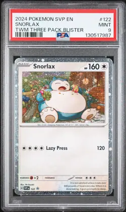 2024 POKEMON SVP EN-SV BLACK STAR PROMO #122 SNORLAX PSA 9 - Image 1