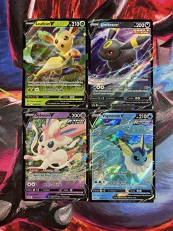 Pokemon TCG Promo V Holo Lot (4) Leafeon, Umbreon, Sylveon, Vaporeon 💚🩵🖤🩷 - Image 1