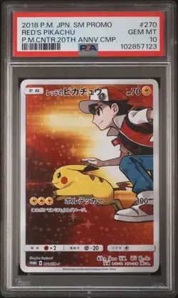 Pokemon TCG Red's Pikachu SM Promo 270/SM-P PSA 10 Holo Japanese - Image 1