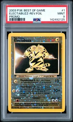 2003 POKEMON BEST OF GAME PROMO #1 ELECTABUZZ-REVERSE FOIL PSA 9 - Image 1