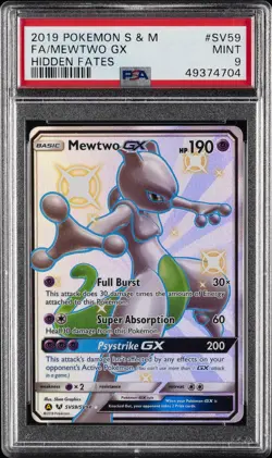 2019 POKEMON SUN & MOON HIDDEN FATES #SV59 FULL ART/MEWTWO GX PSA 9 - Image 1
