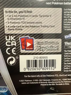 Pokemon TCG V Strikers Tin TYRANITAR V Full Plastic Seal NEW - Image 2