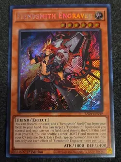Yu-Gi-Oh! TCG Fiendsmith Engraver RA04-EN049 1st Edition Secret Rare Near Mint - Image 1