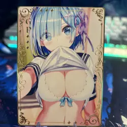 Anime Waifu Cards TCG | Rem - Re:Zero [ METAL CARD ] Sexy Anime Girl Hentai - Image 1
