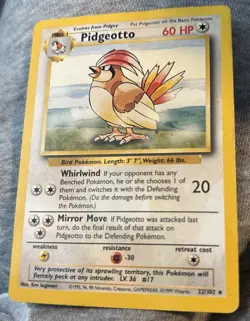 Pokemon TCG Pidgeotto 22/102 Base Set Rare Card Is Warped - Image 1