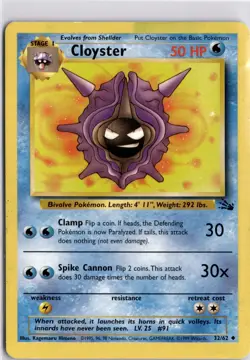 Pokemon Cloyster 32/62 Fossil Pokemon Trading Card TCG WOTC - Image 1